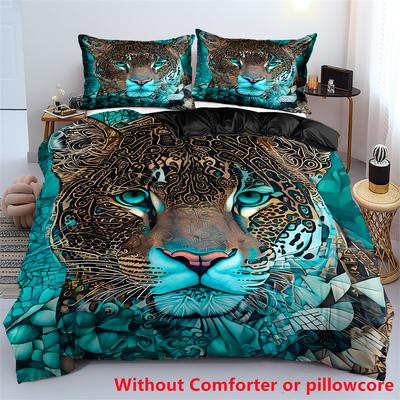 Bohemian Leopardenmuster Polyester 3D-bedrucktes Bettwäsche-Set Bettbezug Kissenbezug Luxus Tier-Thema Bettbezug-Sets