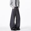 American Dark Gray Scimitar Pants Men's Spring Loose Drape Professional Suit Pants High Street Trendy Brand Wide Leg Trousers