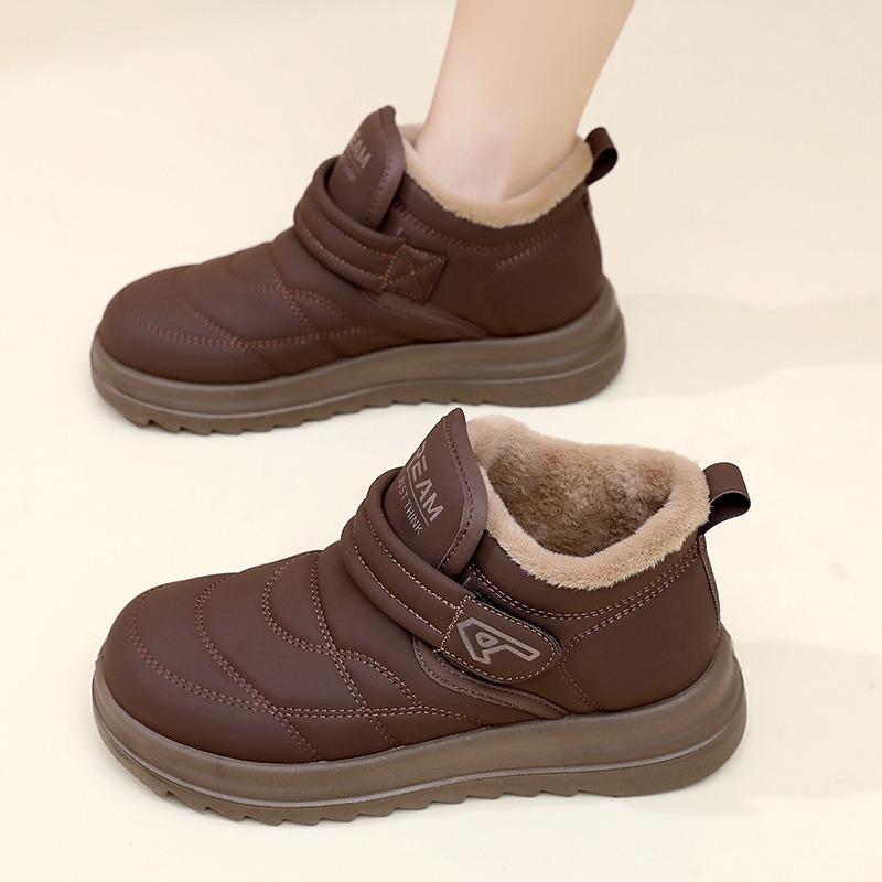 Shoes Women's New Fleece Thickened Warm Snow Boots Casual Fashion Versatile Velcro Non-slip Mom Shoes