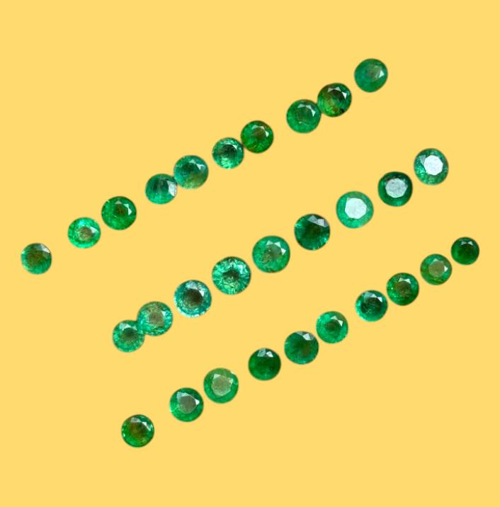 Good Luster Quality Natural Emerald Round Cut Gemstone Lot, Loose Gemstone Lot, Zambian Emerald Stone, 0.50 Mm To 2 Mm Size Round Lot.