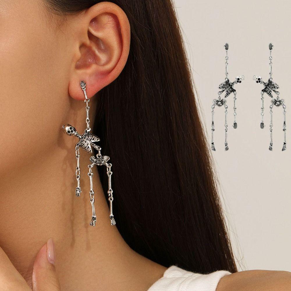 Zinc Zinc Alloy Halloween Earrings Skull Imitation Human Bone Earrings Creative Skeleton Earrings  Halloween