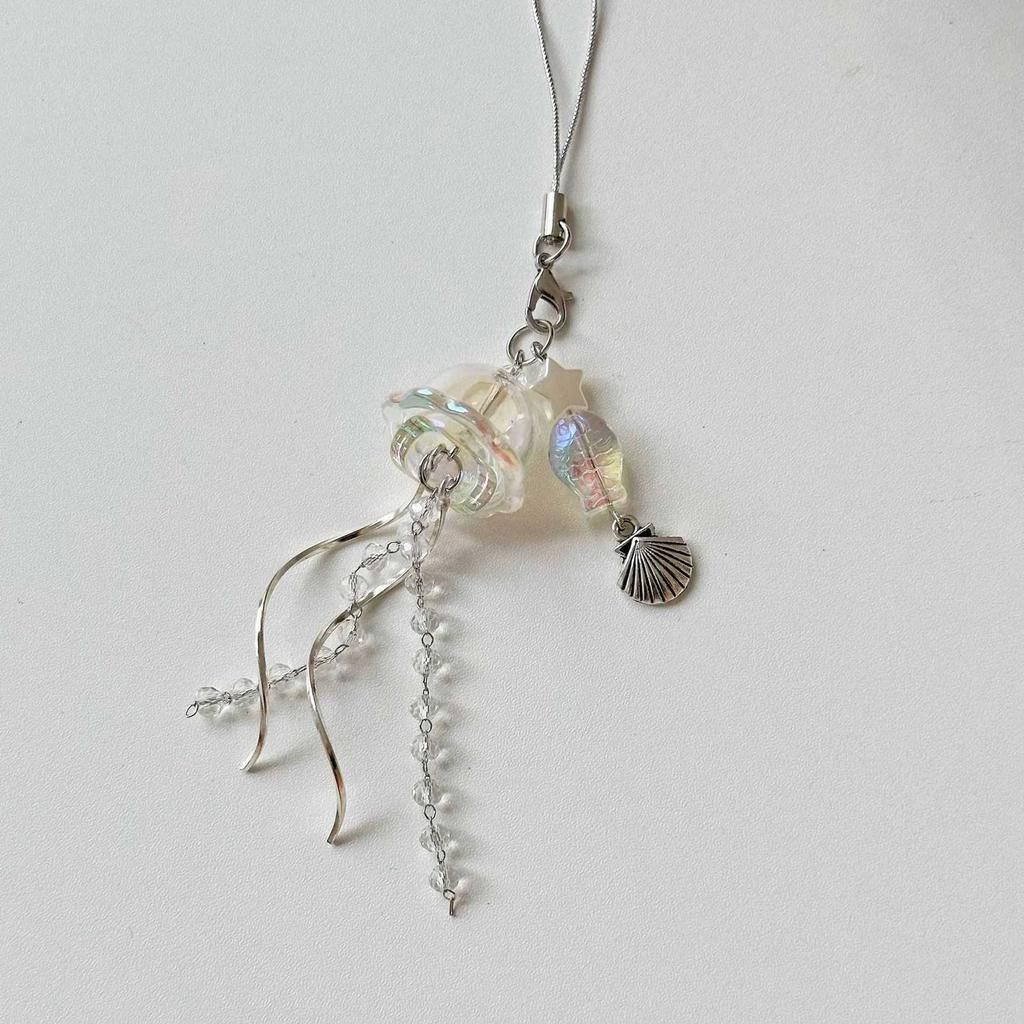 Jellyfish Phone Charm Keychain Pendant Phone Strap Acrylic Texture Phone Chain Suitable for Fashion Enthusiasts Present