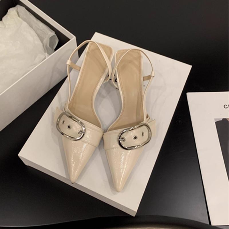 

Весенняя и летняя обувь больших размеров на высоком каблуке сандалии на мягкой подошве остроносые туфли женская обувь 40 слоновая кость