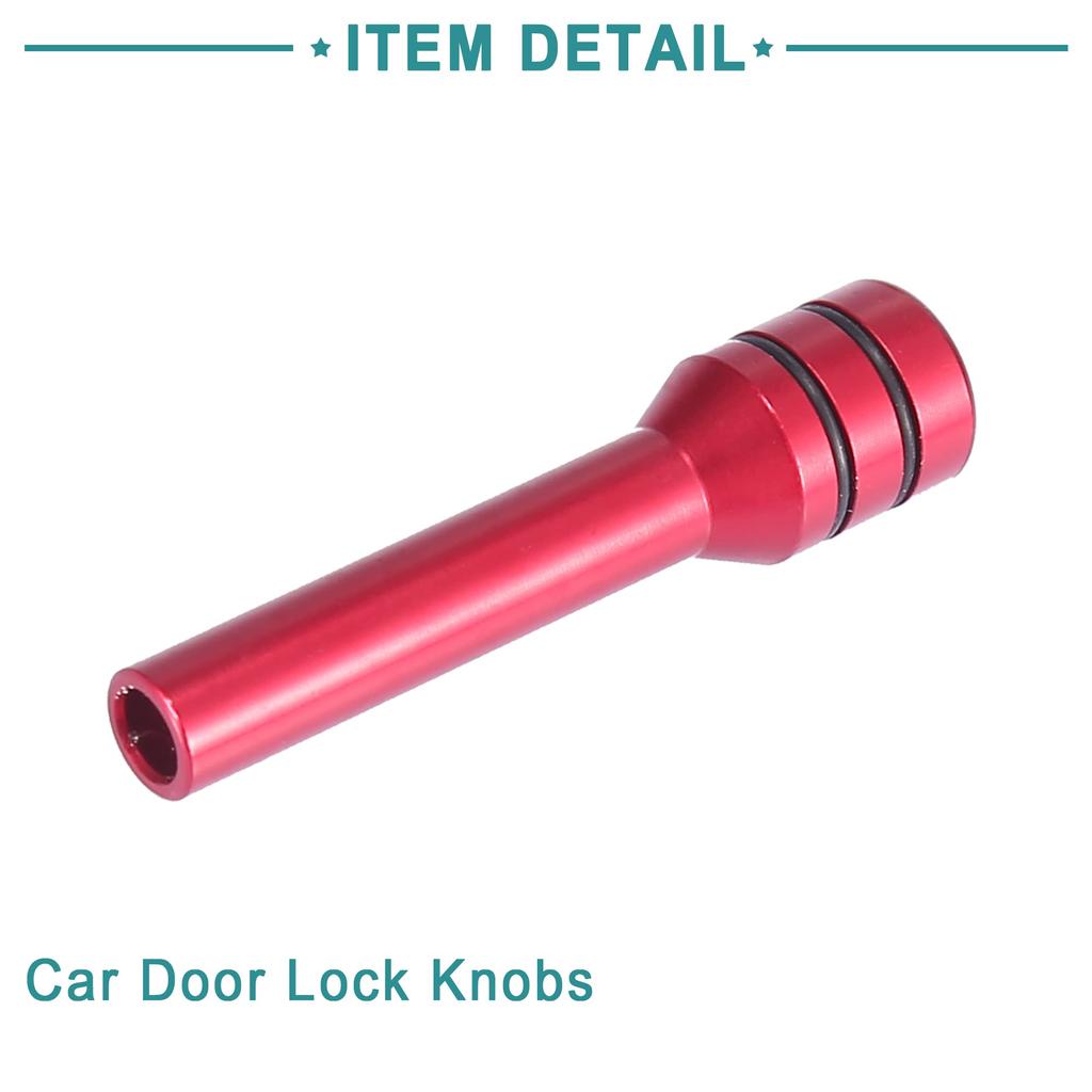 ACROPIX Interior Car Door Lock Knob Pull Pin Aluminum Alloy Red 4pcs