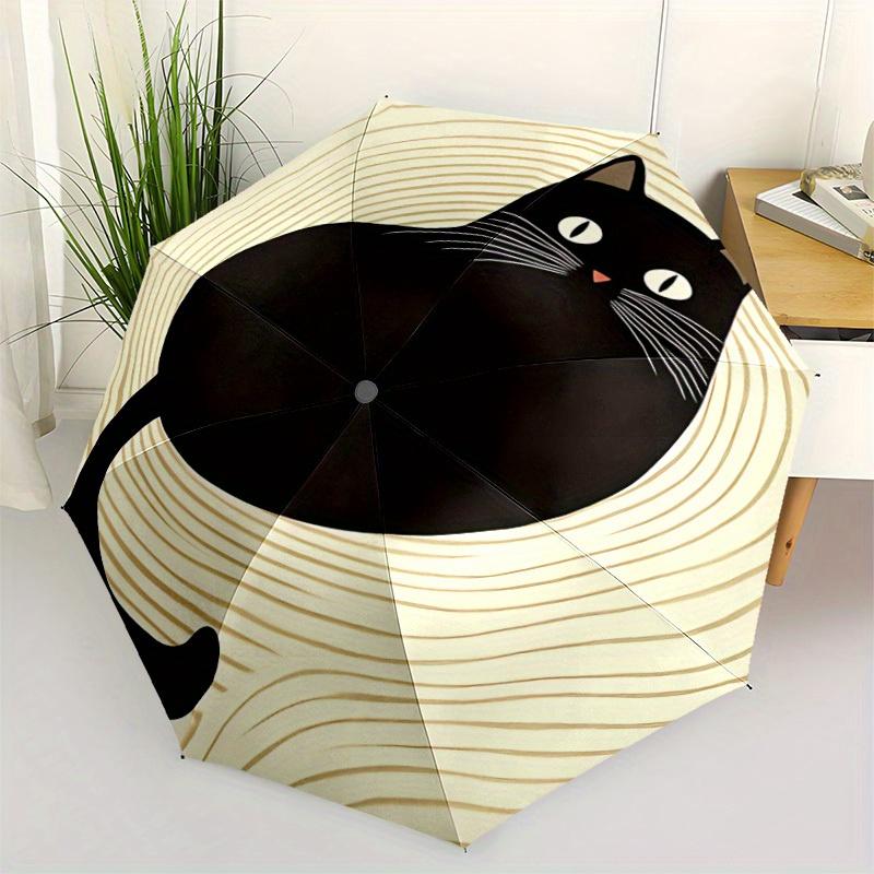 1pc Lazy cat Automatic Open 8-Rib Windproof Umbrella, Travel & Commuting, Suitable for All Seasons