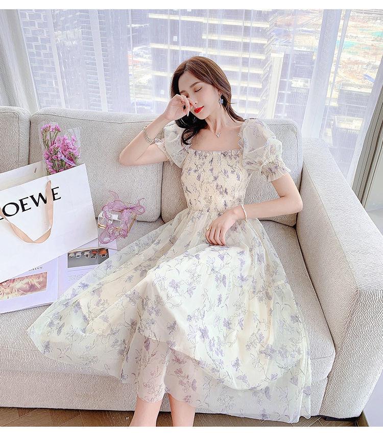 Uformell blomstrete festkjole sommer hvit chiffon lang kjole elegant kort erme fe kjoler for kvinner klær vestidos