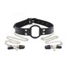 BDSM Ball Gag with Nipple Clamps Chain Set Hollow Perforated Mouth Gag Slave Role Play Bondage Adult Sex Toy for Women Men