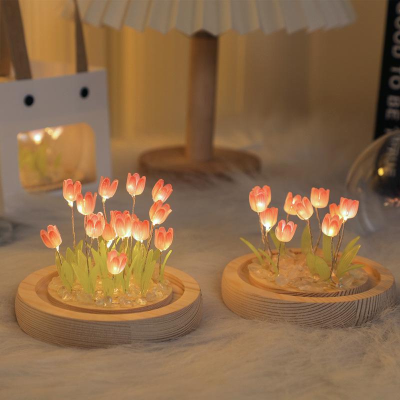 Creative Handmade Led Tulip Night Light Desktop Decoration Ornaments Ambient Light DIY Tulip Night Light Decoration Light