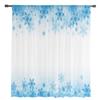Christmas Winter Blue Snowflakes White Tulle Sheer Curtains for Living Room Bedroom Decor Window Curtain Voile Organza Drapes