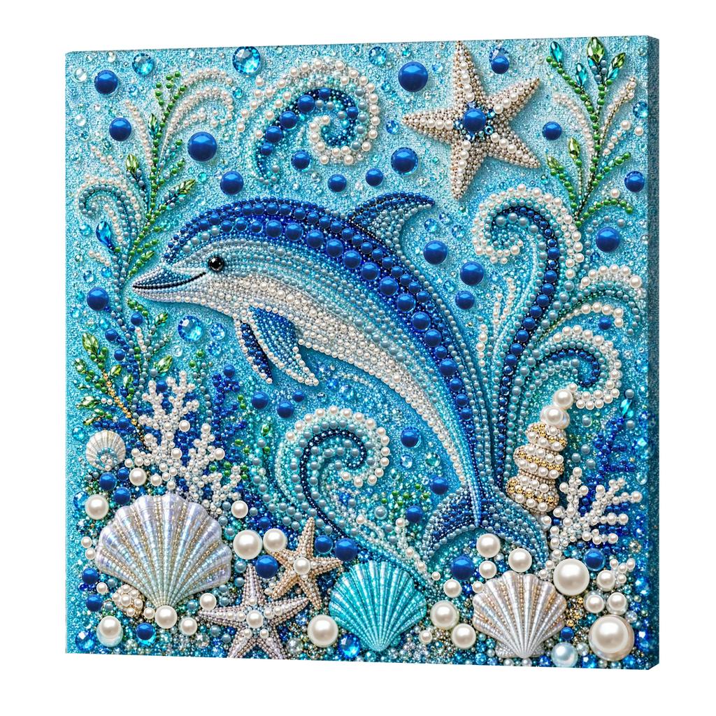 Ocean Theme DIY Pearl Diamond Painting Art Kit, Turtle Jellyfish Marine Animal Pearl Beads Art Craft Set, for Adults & Beginners
