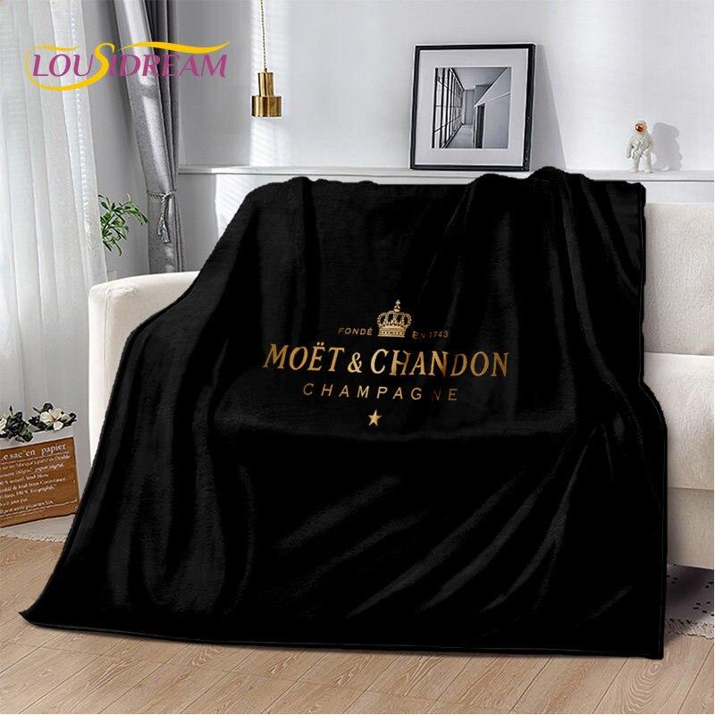 Champagner Moet &; Chandon-Decke, Flanelldecke, Überwurf, warme Decke für Zuhause, Wohnzimmer, Schlafzimmer, Betten, Sofa, Büro, Geschenke