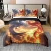 Fantasy Western Dragon Bedding Set Double Size Cool Mythical Creature Duvet Cover Set 3pc Dragon Quilt Cover with 2 Pillow Shams