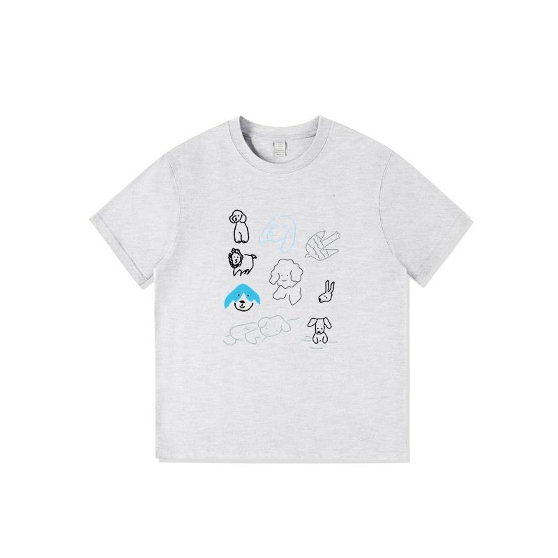 Pure Cotton White Shoulder Short-sleeved T-shirt Women's New Design Sense Niche American Trendy Cartoon Half-sleeved Top