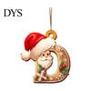 Reusable Acrylic Snowflake Berry Ornaments 2D Flat Christmas Ornaments, Gingerbread Letter Pendant with Santa Claus, Decorative Cookie Initial
