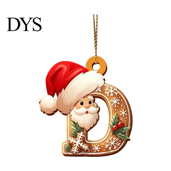 Reusable Acrylic Snowflake Berry Ornaments 2D Flat Christmas Ornaments, Gingerbread Letter Pendant with Santa Claus, Decorative Cookie Initial