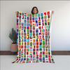 World Flags Blanket, International Country Flag Grid Design, Geography Educational