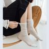 Polka Dot Socks for Women  Summer Black Fungus Fringed Pile Socks Thin Mesh Mid-calf Socks  Japanese-style Lace Socks