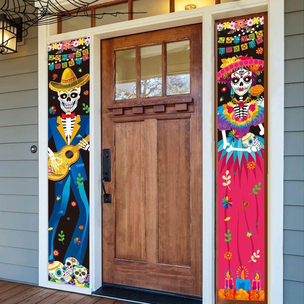 Day Of The Dead Party Door Curtain With Classic Style For Celebration Events