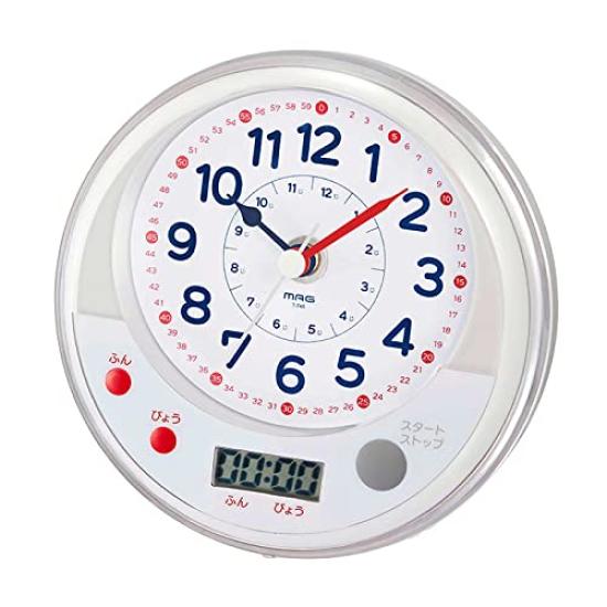MAG (Mag) Table Clock, Educational Toy, Bath Timer, Analog, Water-resistant, with Timer, White T-745WH-Z