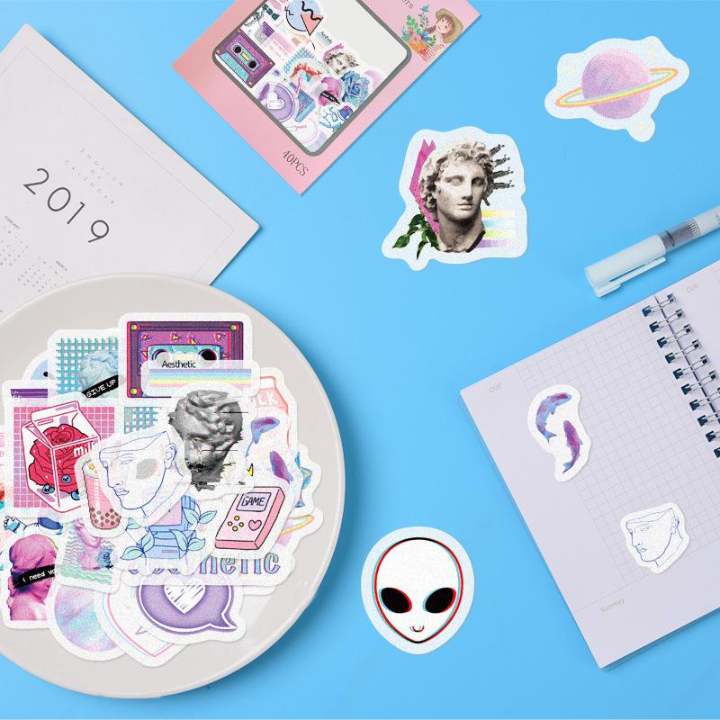 About 10g Product Bag Stickers Cartoon Elements 40 Pieces of Hand Account Kawaii Material DIY Decoration and Paper Stickers