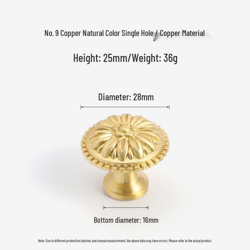 French Light Luxury Gold Brass Drawer Pull Handle