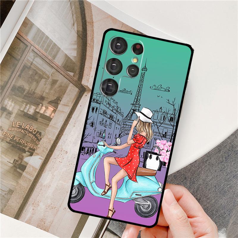 Fashion Girl Phone Case For Samsung Galaxy S25 Ultra S9 S10 S20 FE S21 S22 S23 Plus S24 Ultra Full Cover