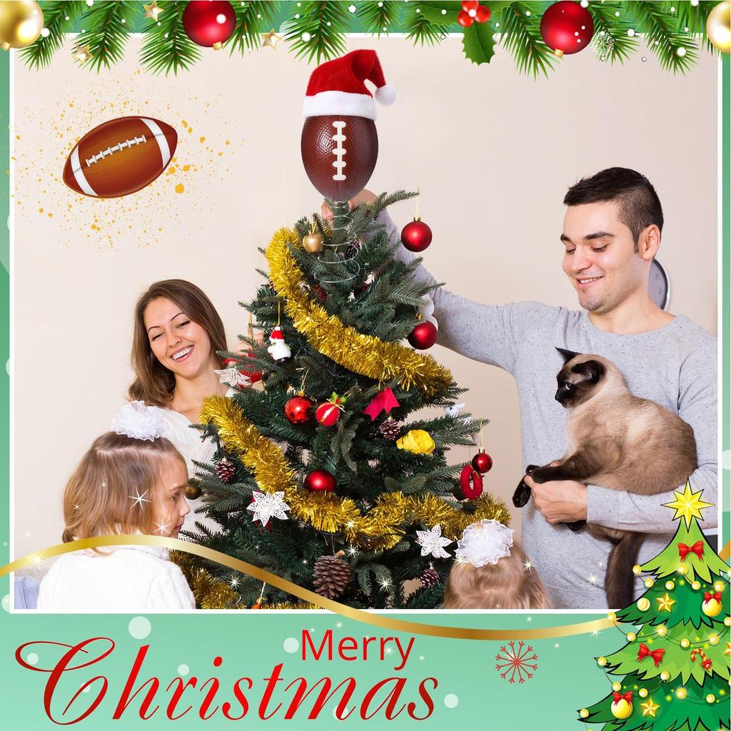 Christmas Tree Topper Soccer Football Tree Topper With Hat Decor Christmas Home Ornament for Outdoor Winter Holiday Studio