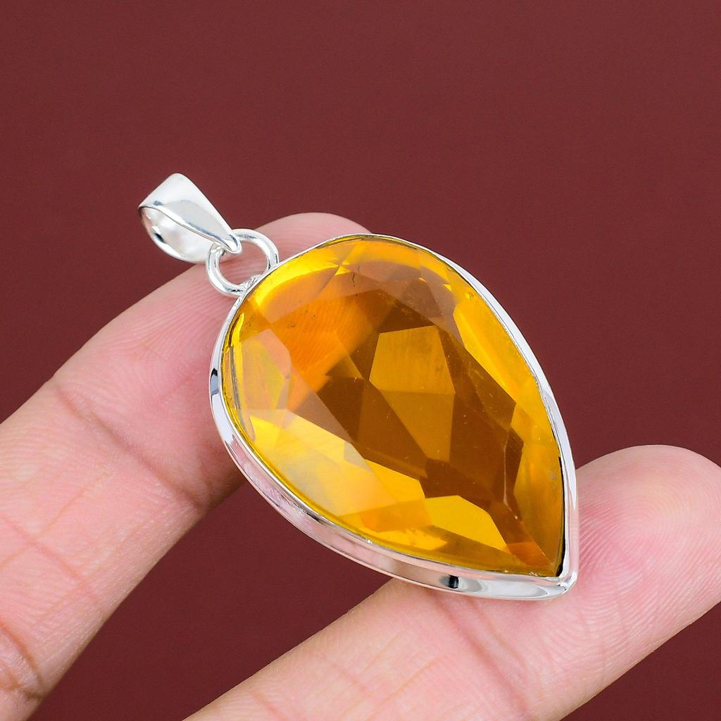 Faceted Citrine Pendant 925 Sterling Silver Pendant Real Gemstone Jewelry Handmade Pendant Citrine Jewelry Gifts For Wife Brand New Pendants