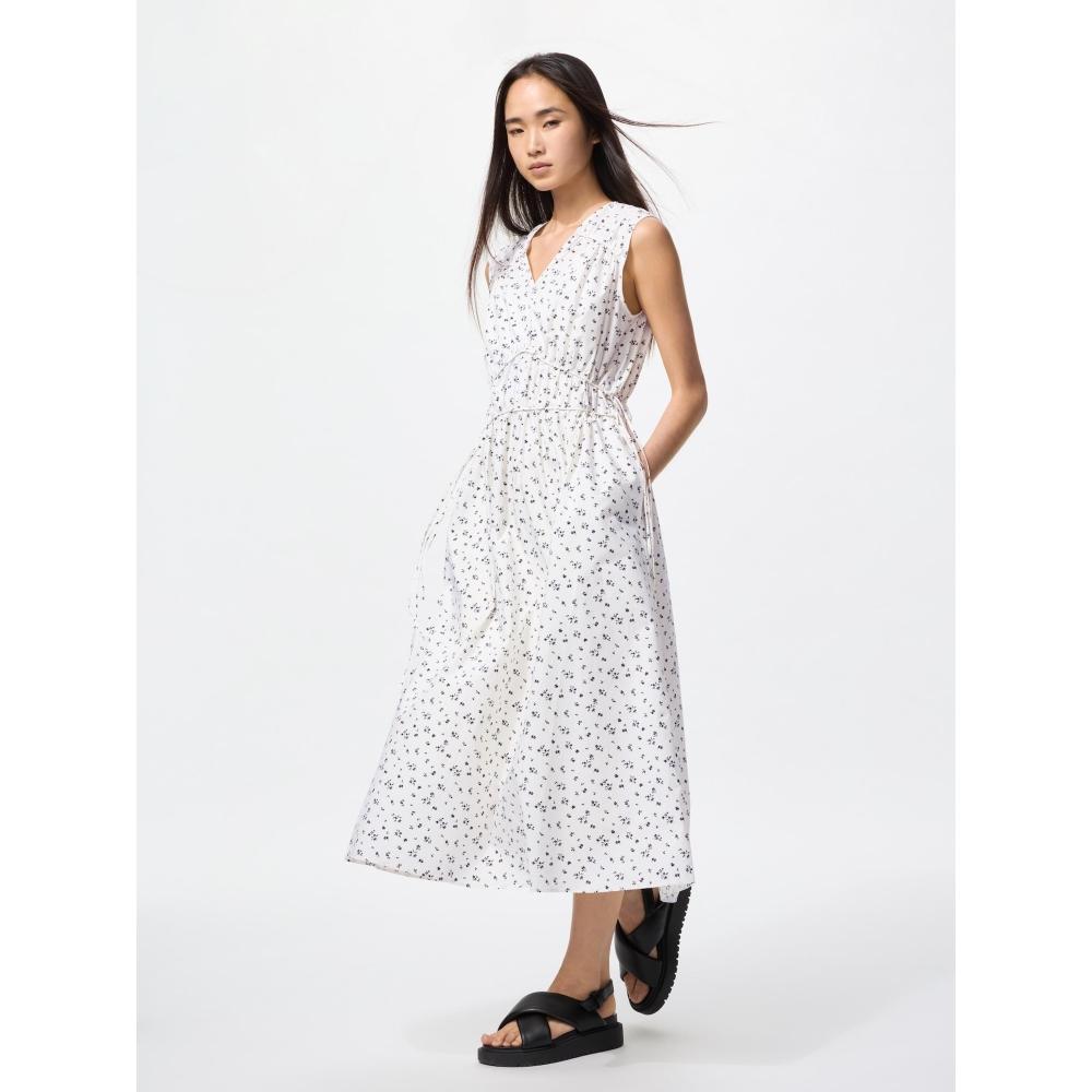 

Uniqlo Хлопковое платье со сборками Без рукавов Принт 01 OFF WHITE/WOMEN XS