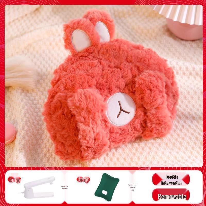 Electric Plush Hot Water Bottle: Washable, Cute Warm Baby Compress Bag & Hand Warmer