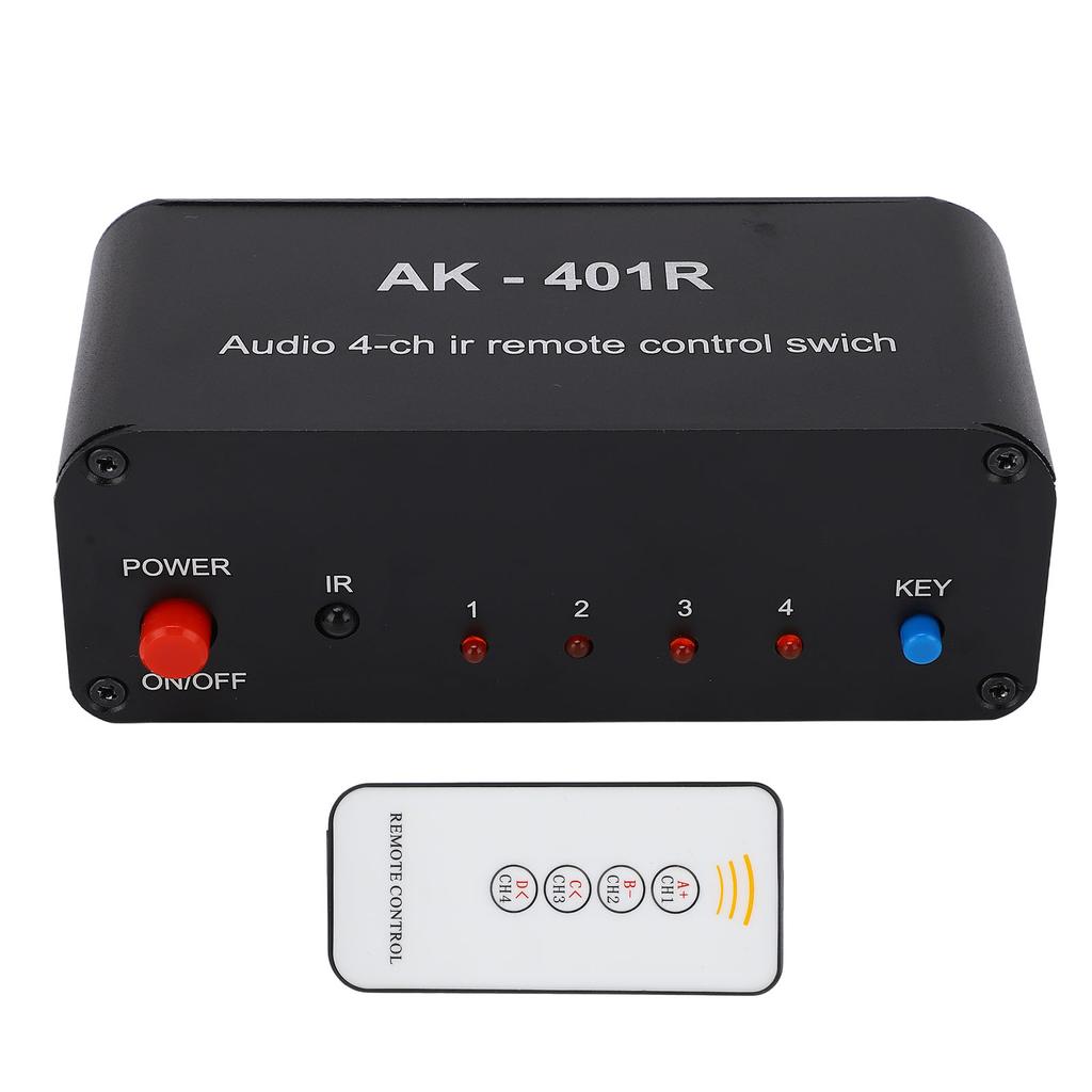 Audio Switch 1 In 4 Out DC 12V RCA Signal Selector Audio Splitter with Remote Control