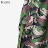 ZANZEA Women Casual Elastic Waist Loose Camouflage Print Cargo Pants