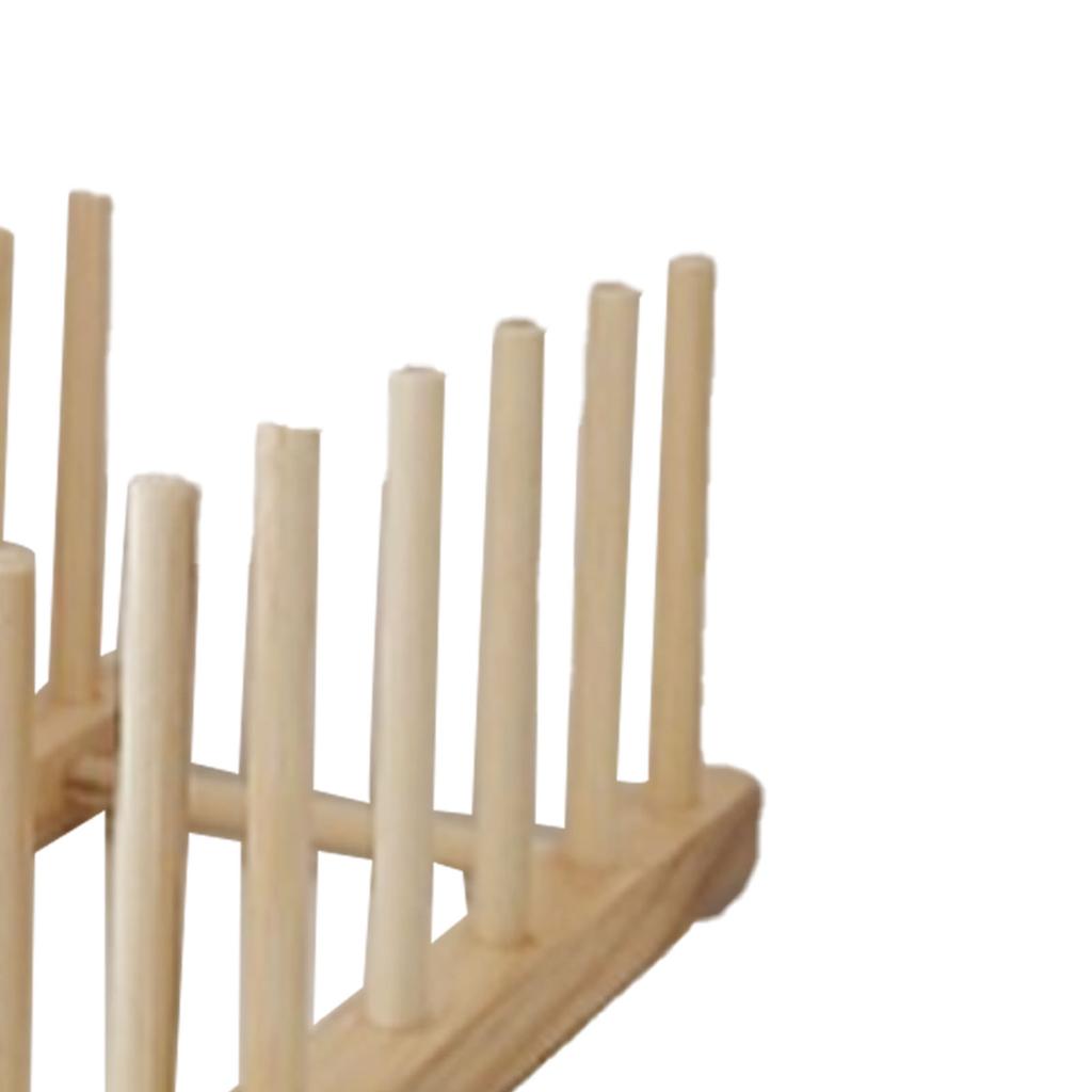 Vertical Wooden Dish Drying Rack 6 Grids Pine Wood Dish Drying Rack with Stable Base for Cups Cutting Boards