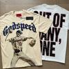 The newly trendy Godspeed Skull Rock Band crew neck washed black short-sleeve T-shirt matching couple's style