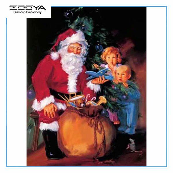 

ZOOYA Diy 5d Круглая / квадратная мозаика Живопись Алмазная вышивка Живопись Рождественская серия Вышивка крестиком Домашнее украшение