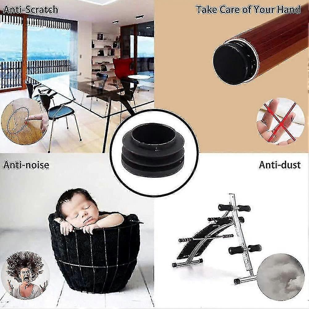 Rund Plastplugg, 20 st Svart Rörändplugg Stolsskydd Rund Ändplugg Möbler Stol/ben Rörskydd Insats (25 mm) Fo