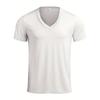 Europese en Amerikaanse heren T-shirt met korte mouwen en V-hals Slim effen kleur casual
