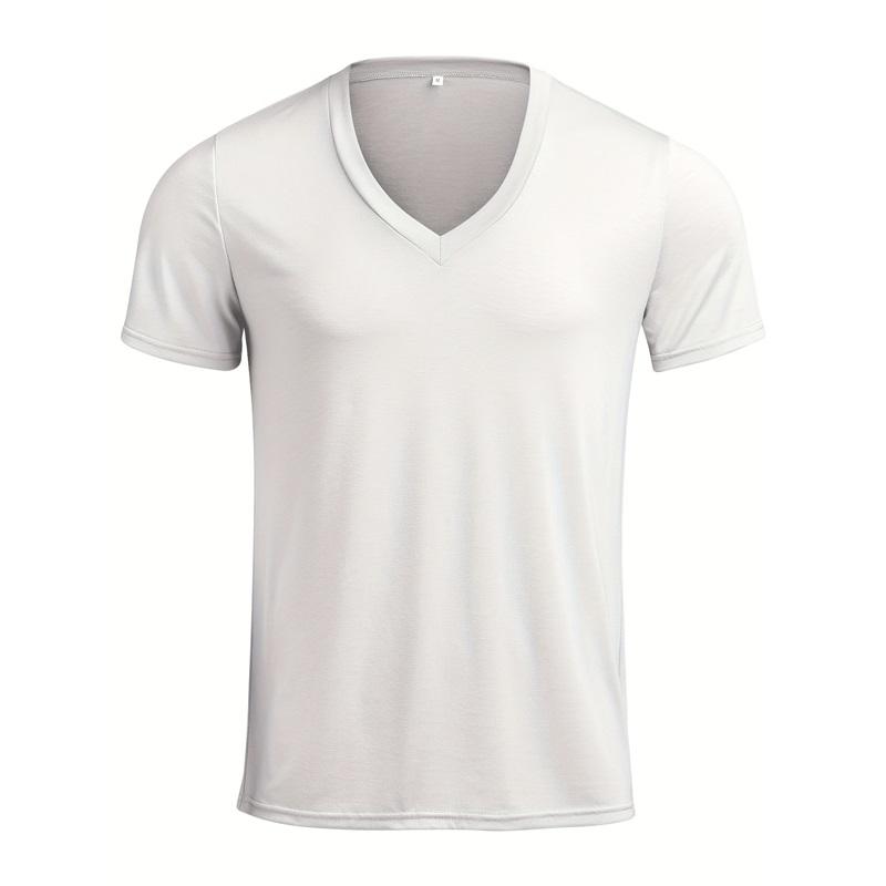 Europese en Amerikaanse heren T-shirt met korte mouwen en V-hals Slim effen kleur casual