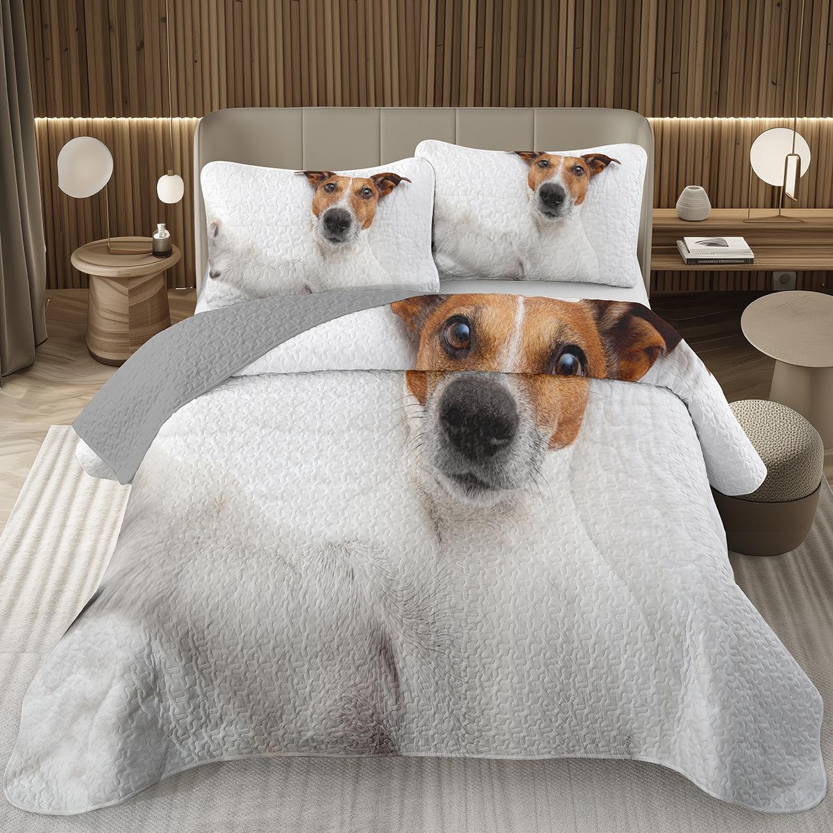 

Забавный плед для собаки Твин Квин Каваи Животное Покрывало Мультяшный Домашний Питомец Собаки Постельный Набор Для Мальчиков Девочек Двусторонние Стеганые Покрывала EU King 240x220cm