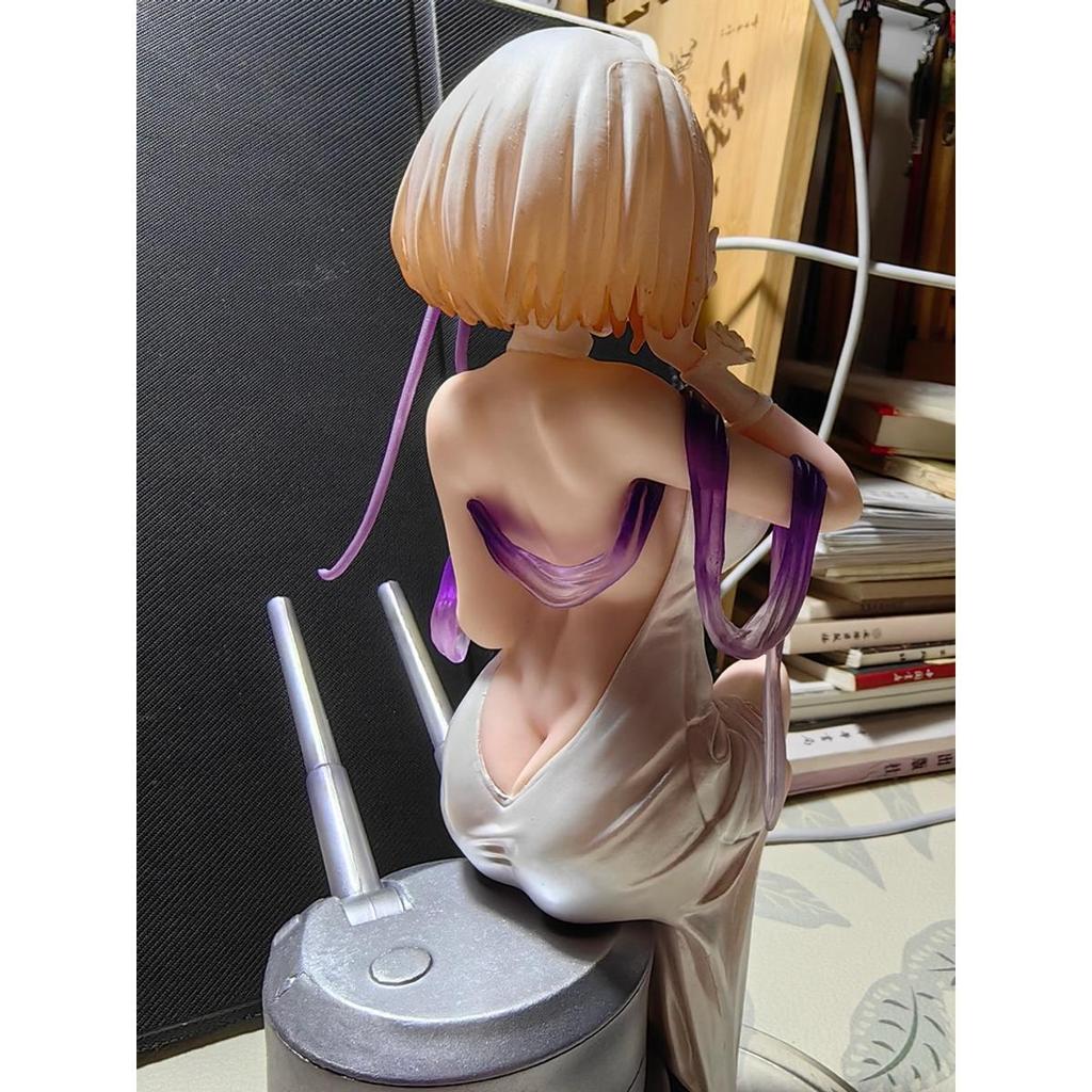 Sirius Pure White Rose Figurine, Anime/2D Game Girl in Sitting Dress, Ship Girl Model Ornament
