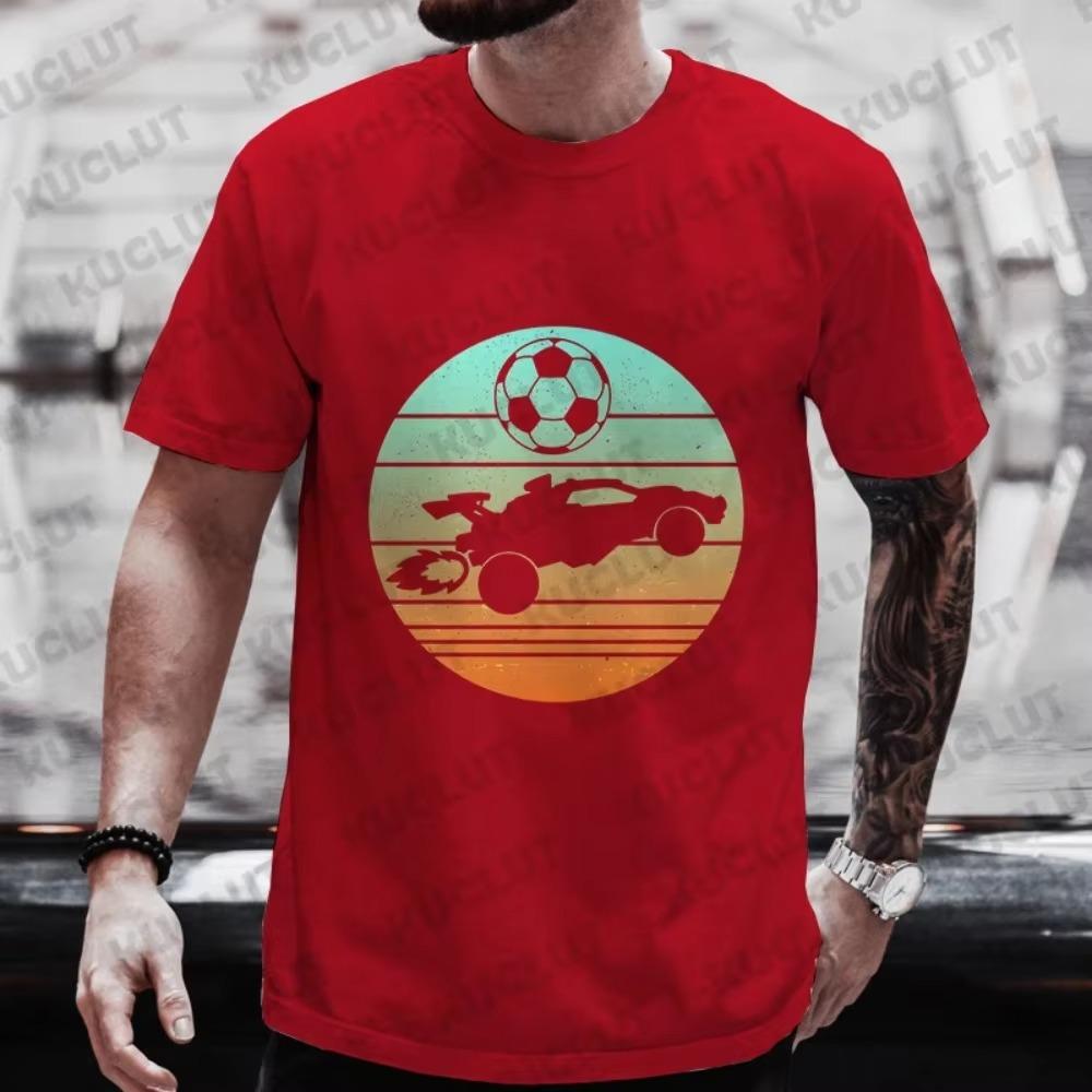 Men's T-shirt Casual Vintage Rocket Soccer Car Gamer Print Tshirts Summer O-neck T Shirt for Men Short Sleeve T-shirt Male Tops