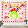 Cute Frog Tapestry Mushroom Tapestries Cartoon Animal Wall Hanging Tapestry for Girl Teen Funny Bedroom Living Room Dorm Decor