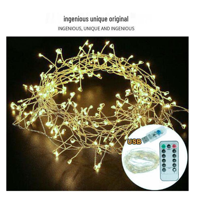 Lumini LED Coreene de Crăciun Tip Petardă cu Fir de Cupru - Lumini Șir de Festival de Exterior Impermeabile