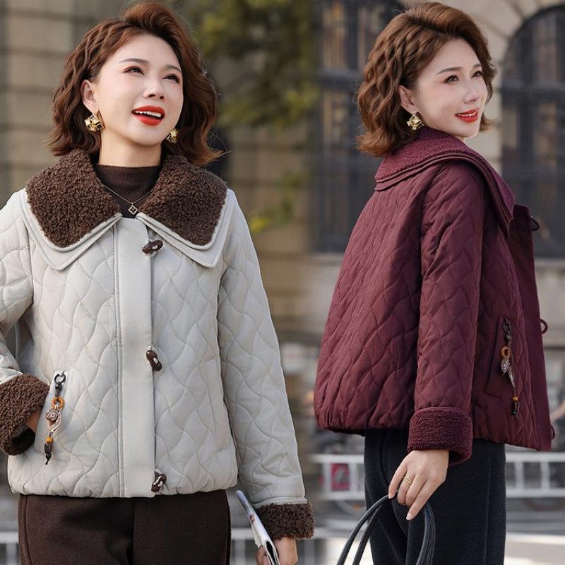 cotton-padded short autumn and winter coat new loose fragrant cotton-padded splicing jacket cotton-padded jacket