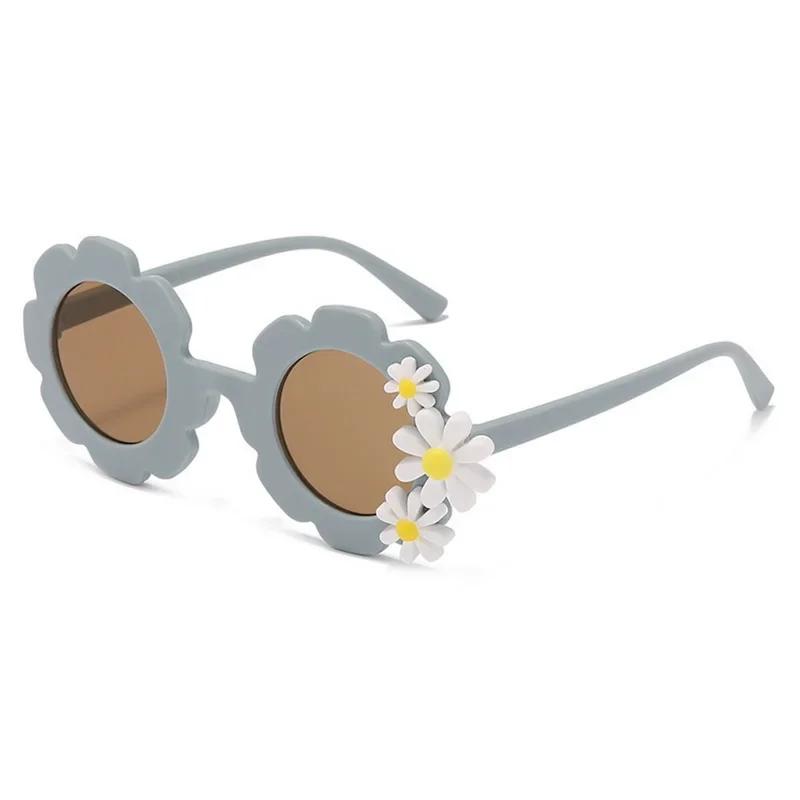 Kids Cute Round Sunflower Sunglasses Boys Girls Outdoor Travel Beach Acrylic Sun Glasses Sun Shade Eyewear UV400