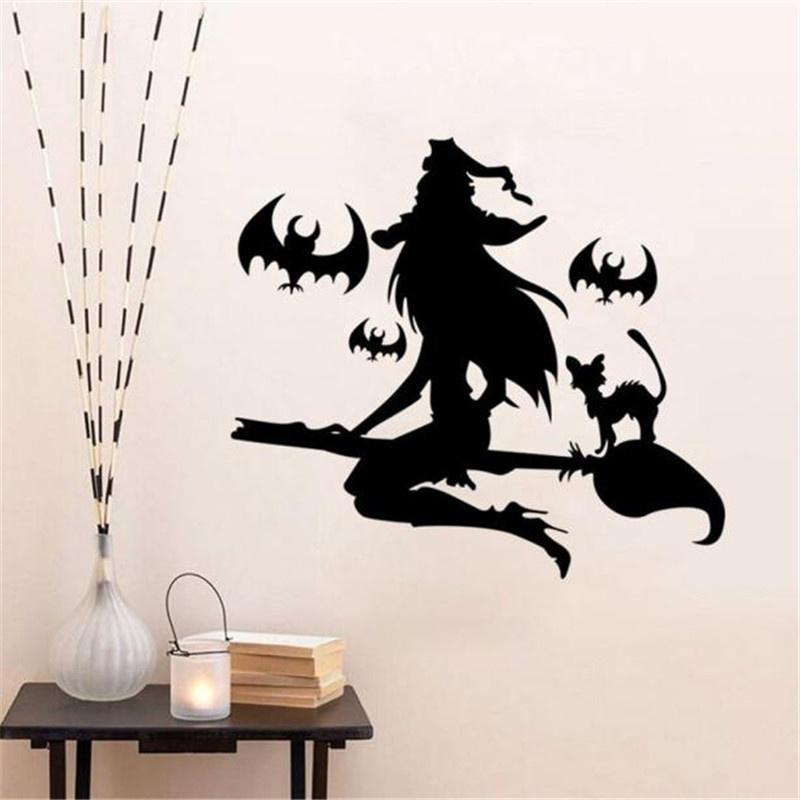 Счастливого Хэллоуина Наклейка на стену Окно Домашний Декор Наклейка Декор Хэллоуин Ведьма Наклейка на стену Фото W