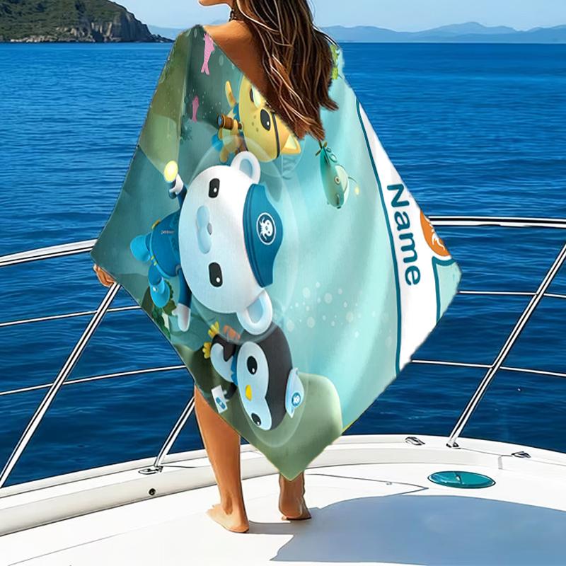 1pc OCTONAUTS Beach Towel with Custom Name, Beach/Swimming/Bath/Picnic/Camping Towel, Suitable for Seaside Beaches