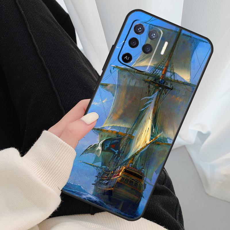 Sailing Pirate Ship Boat Case For Oppo A40 A60 A80 A5 Pro A15 A16 A17 A57 A77 A94 A74 A54 A76 A96 A18 A38 A58 A78 A98