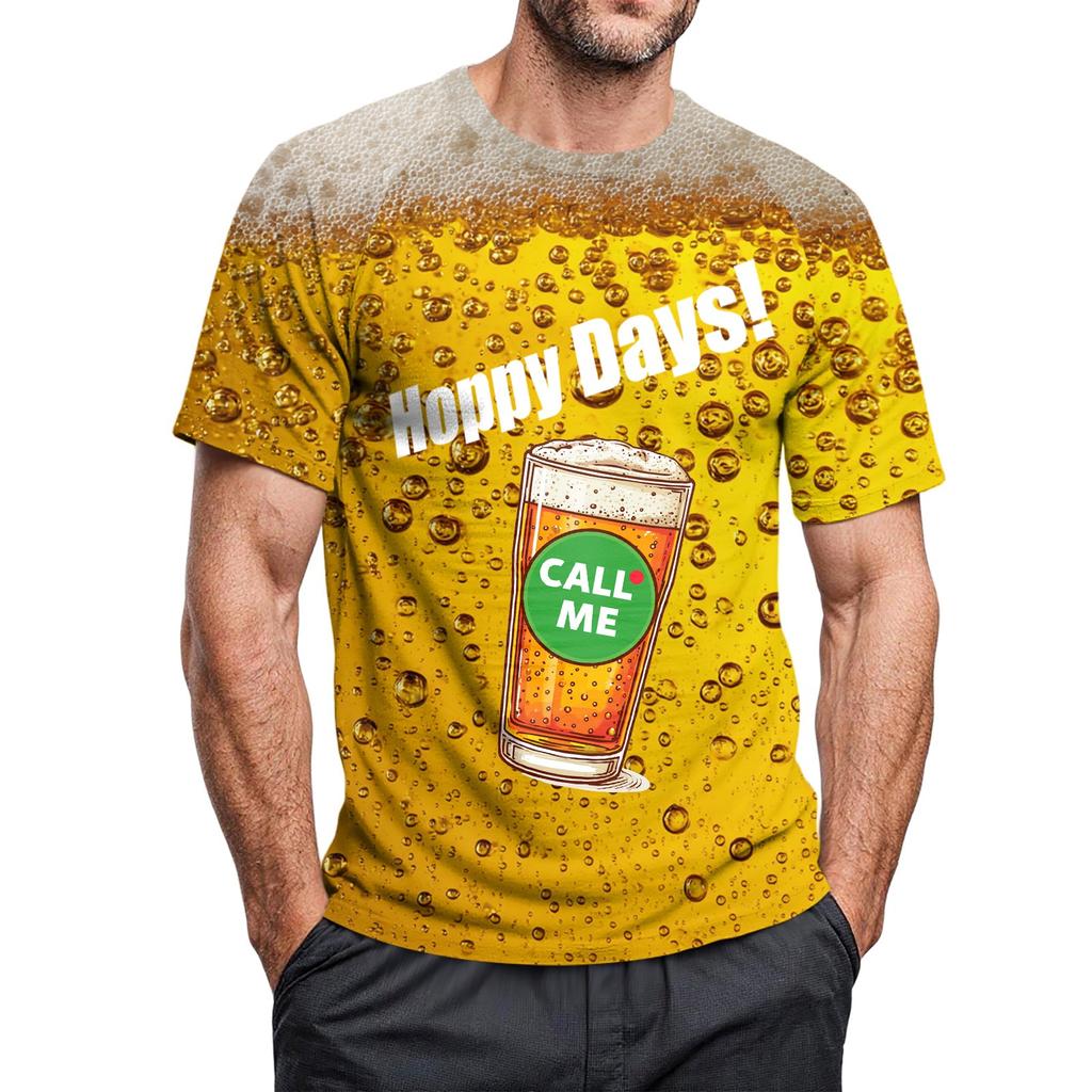 Pánské ležérní tričko s krátkým rukávem a potiskem s kulatým výstřihem