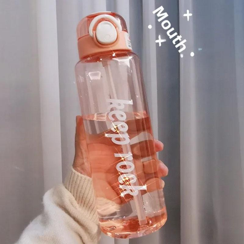 Large Capacity Plastic Water Bottle with Straw Leakproof Tritan Sport Bottle for Gym School Travel Portable Tumbler Cup